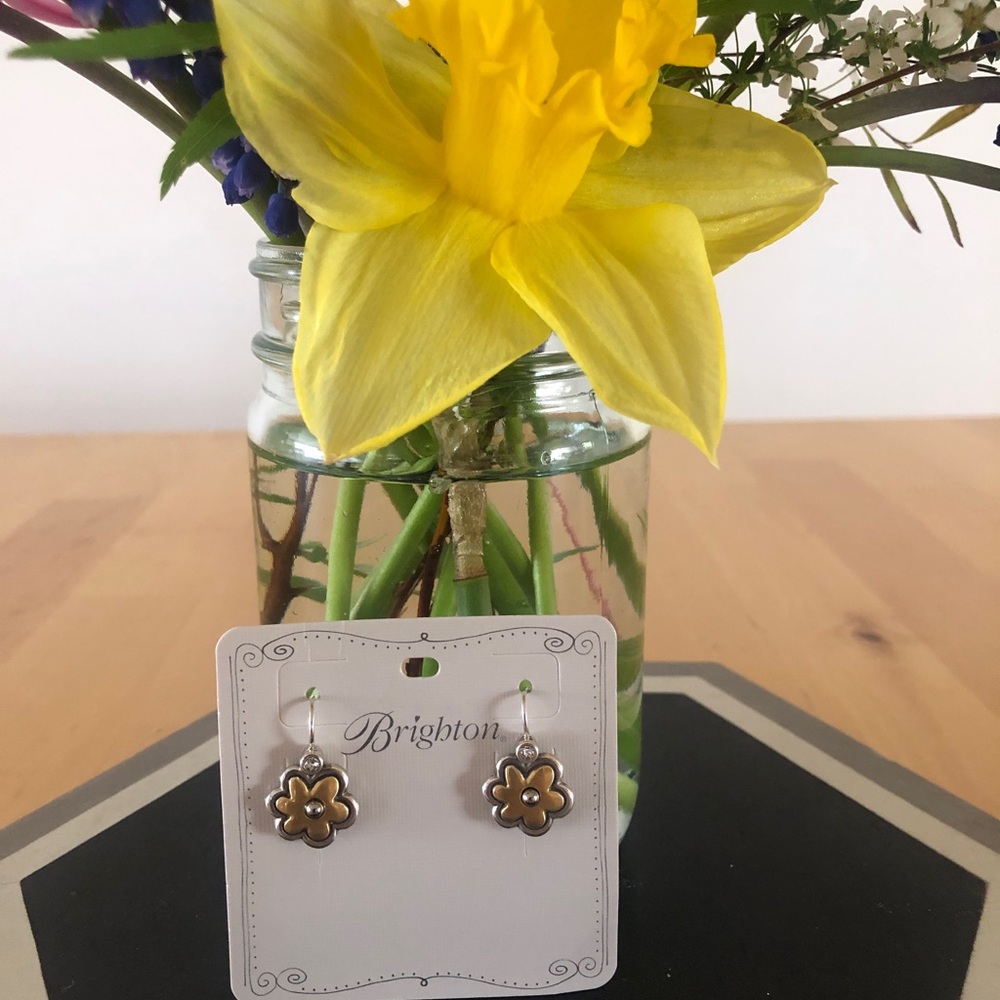 Two Tone Silver & Gold Color Harmony Flower Earrings